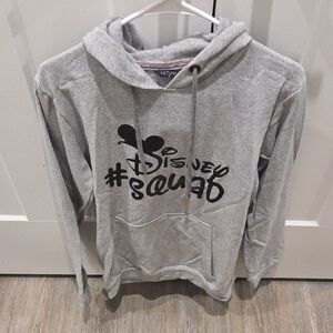 Disney Men's Gray Crewneck Hoodie with Black 'Disney Squad' Graphic